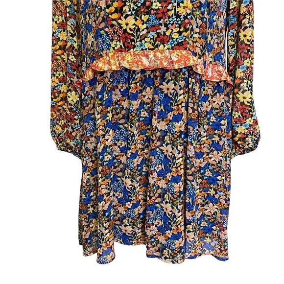 New Code x Mode Mixed Floral Boho Long Sleeve Flowy Dress Size XS - Picture 5 of 12